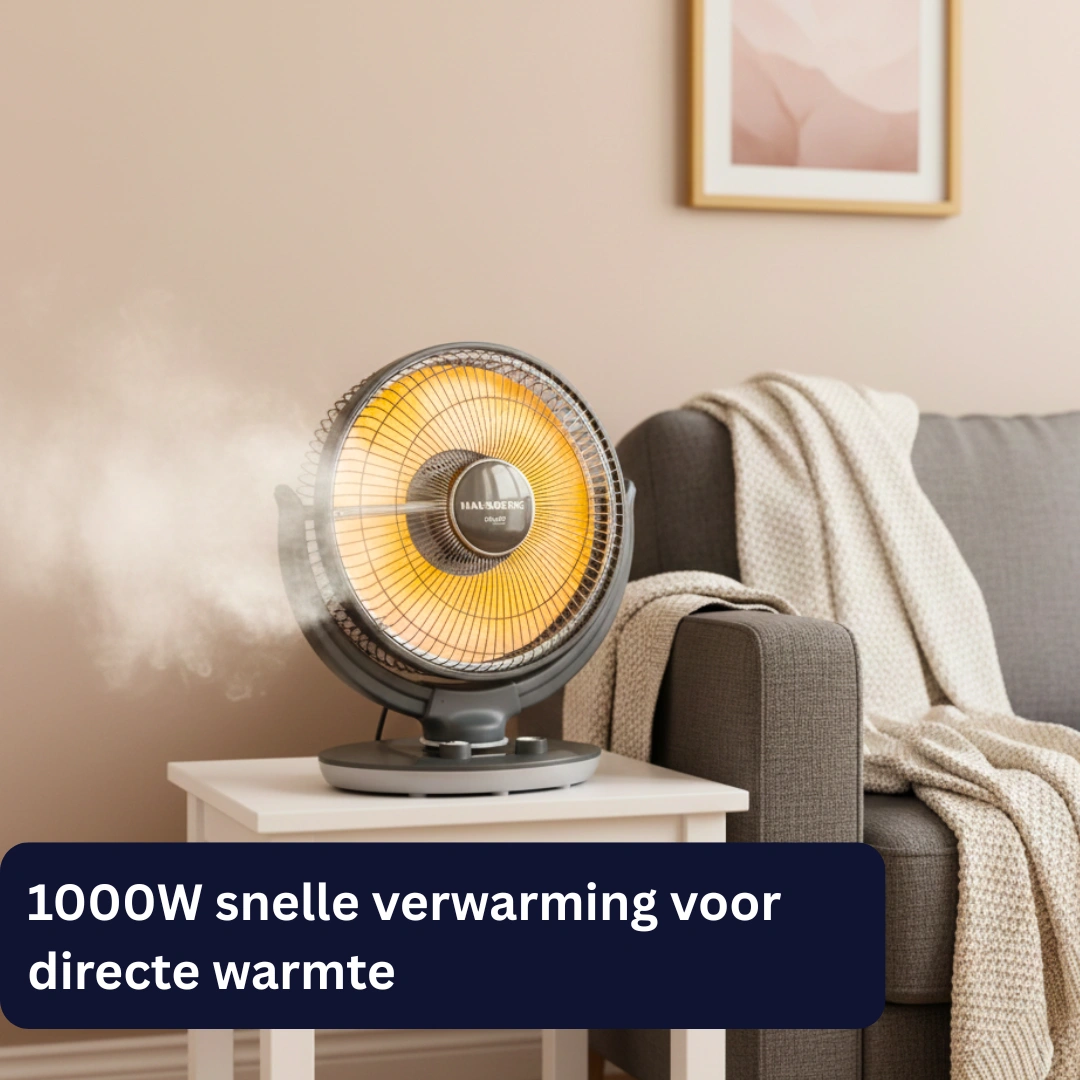 Hausberg HB‑8809NG Halogeen Radiatorkachel – 1000W, 2 Standen Zwart - Afbeelding 2