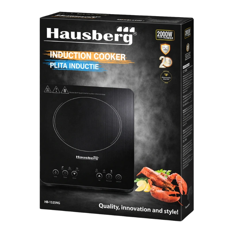 Hausberg HB‑1525NG Inductiekookplaat 2000W – 1-Kookszone Elektrische Kookplaat - Afbeelding 4