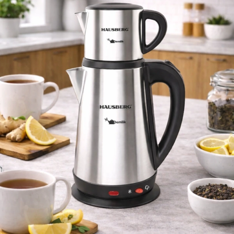 Hausberg HB‑3635IN Elektrisch Theezetapparaat 2 L + 0,8 L – 1500W Inox - Afbeelding 4