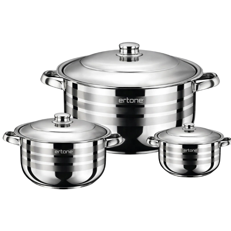 Ertone ERT-MN 515 Kookset 3-delig – Roestvrijstalen Pannen