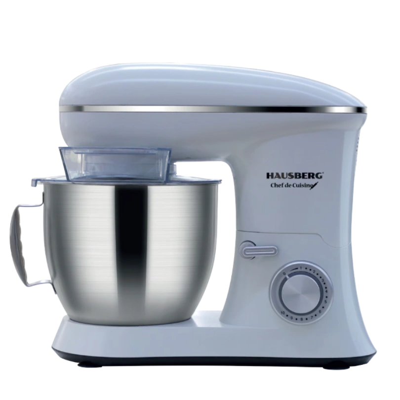 Hausberg HB‑7622AB Keukenmachine 6,5 L – 1600–1700W, Stalen Kom Wit