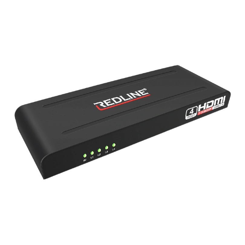 Redline HS-4000 4-Poorts HDMI-Splitter 4K | 4 Schermen