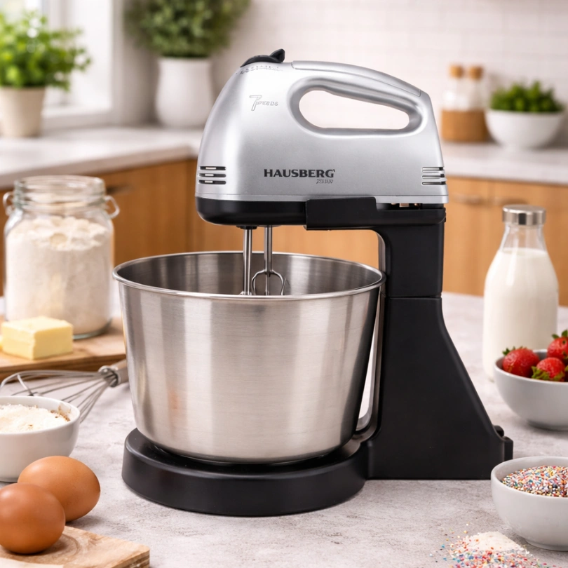 Hausberg HB‑3551NG Kom‑Mixer 250W – 7 Snelheden, 2 L RVS‑Kom, Zwart - Afbeelding 3