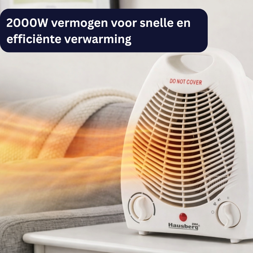Hausberg HB‑8501AB Luchtverwarmer – 2000W Wit - Afbeelding 5