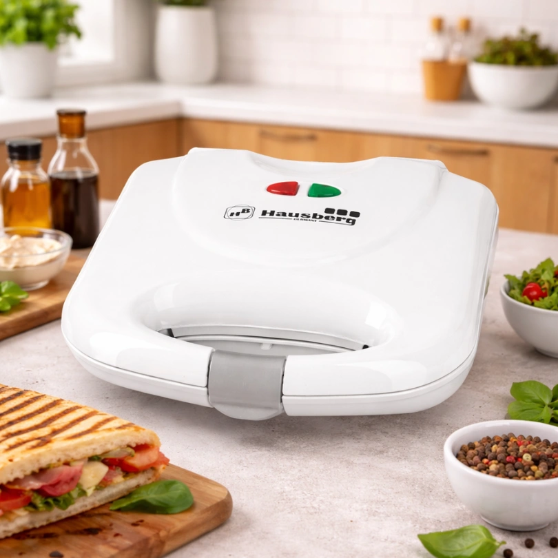 Hausberg HB‑3510AB Sandwichgrill & Broodrooster 800W – Wit - Afbeelding 3