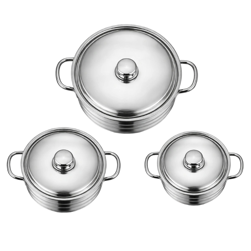 Ertone ERT-MN 515 Kookset 3-delig – Roestvrijstalen Pannen - Afbeelding 2