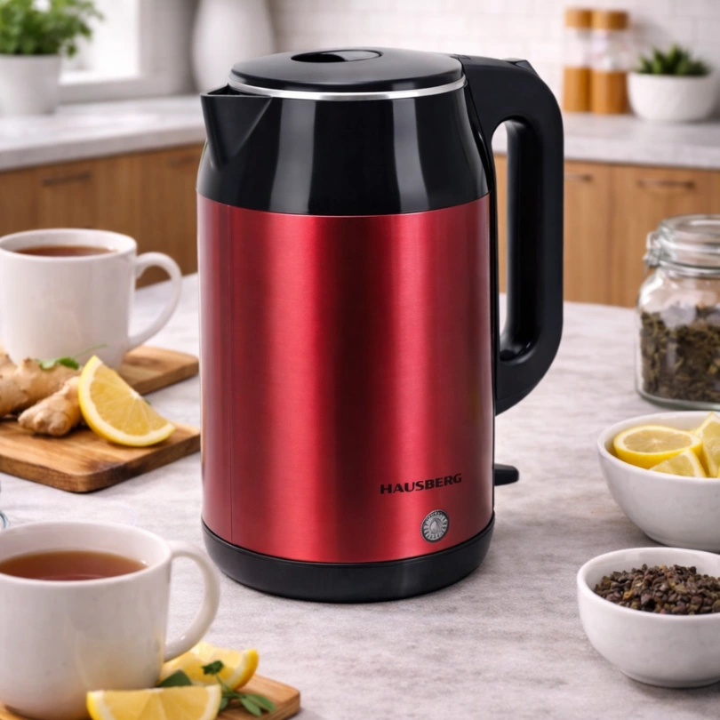 Hausberg HB‑3623RS Dubbelwandige Waterkoker 2,2 L – 1800W Rood - Afbeelding 3