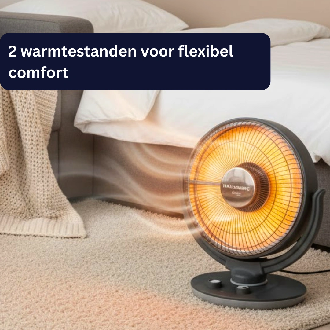 Hausberg HB‑8809NG Halogeen Radiatorkachel – 1000W, 2 Standen Zwart - Afbeelding 3