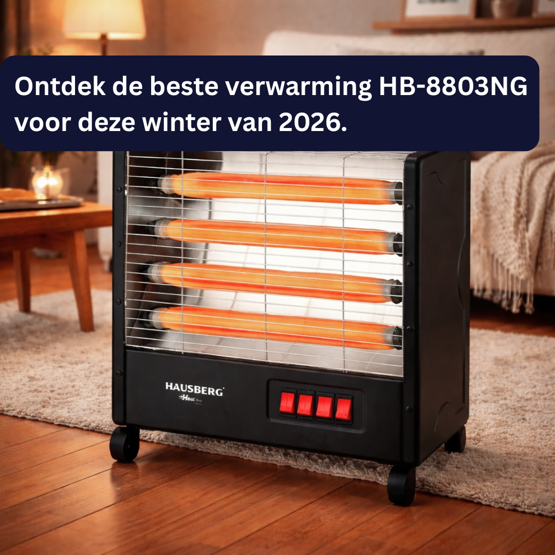 Hausberg HB‑8803NG Elektrische Kachel – 2000W, 4 Standen Zwart - Afbeelding 2